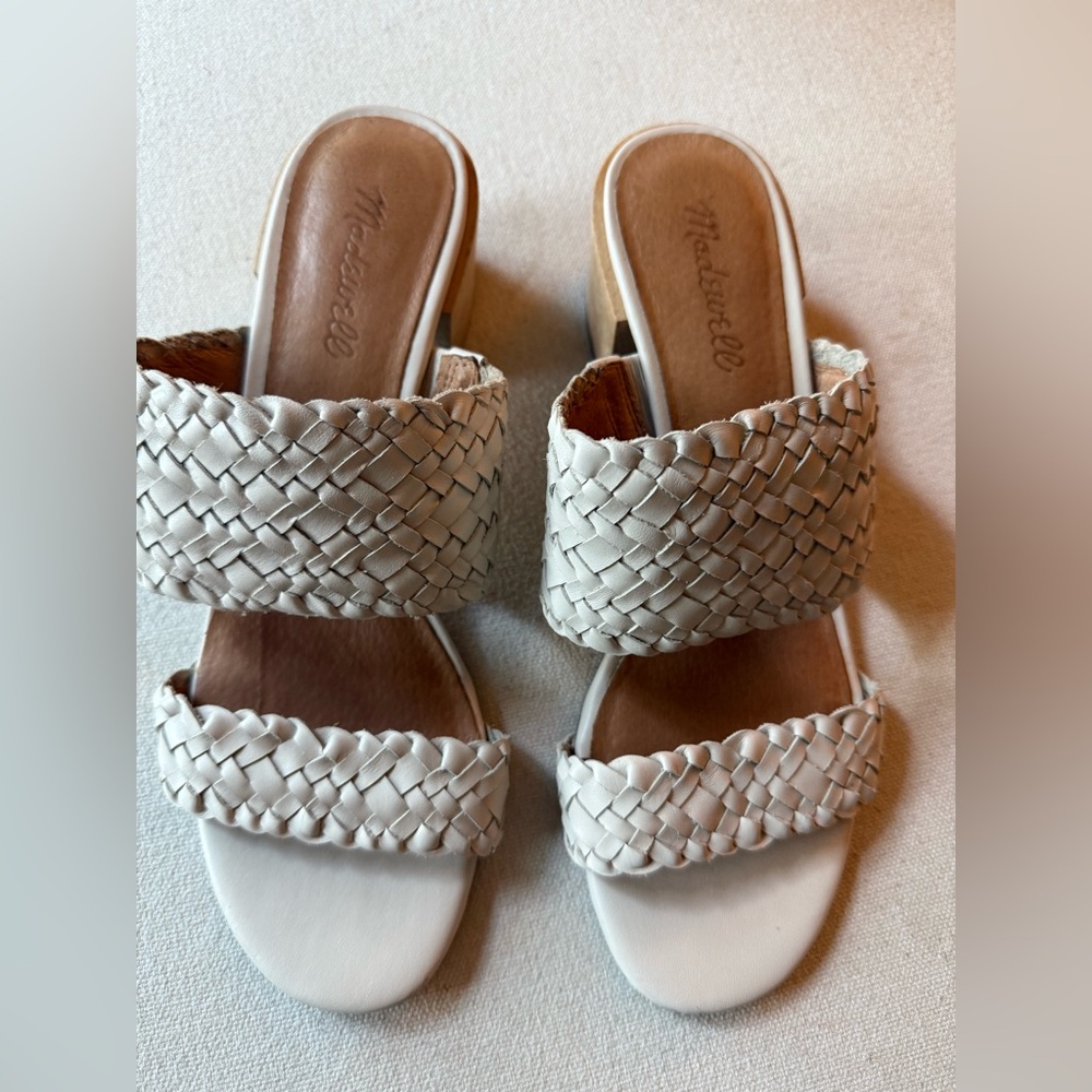 MADEWELL leather woven strap sandal in cream, W size 9 - Picture 3 of 7